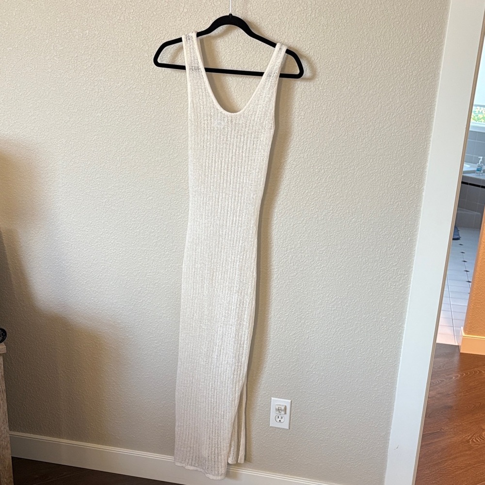 Shade & Shore Cream Ribbed Maxi Dress